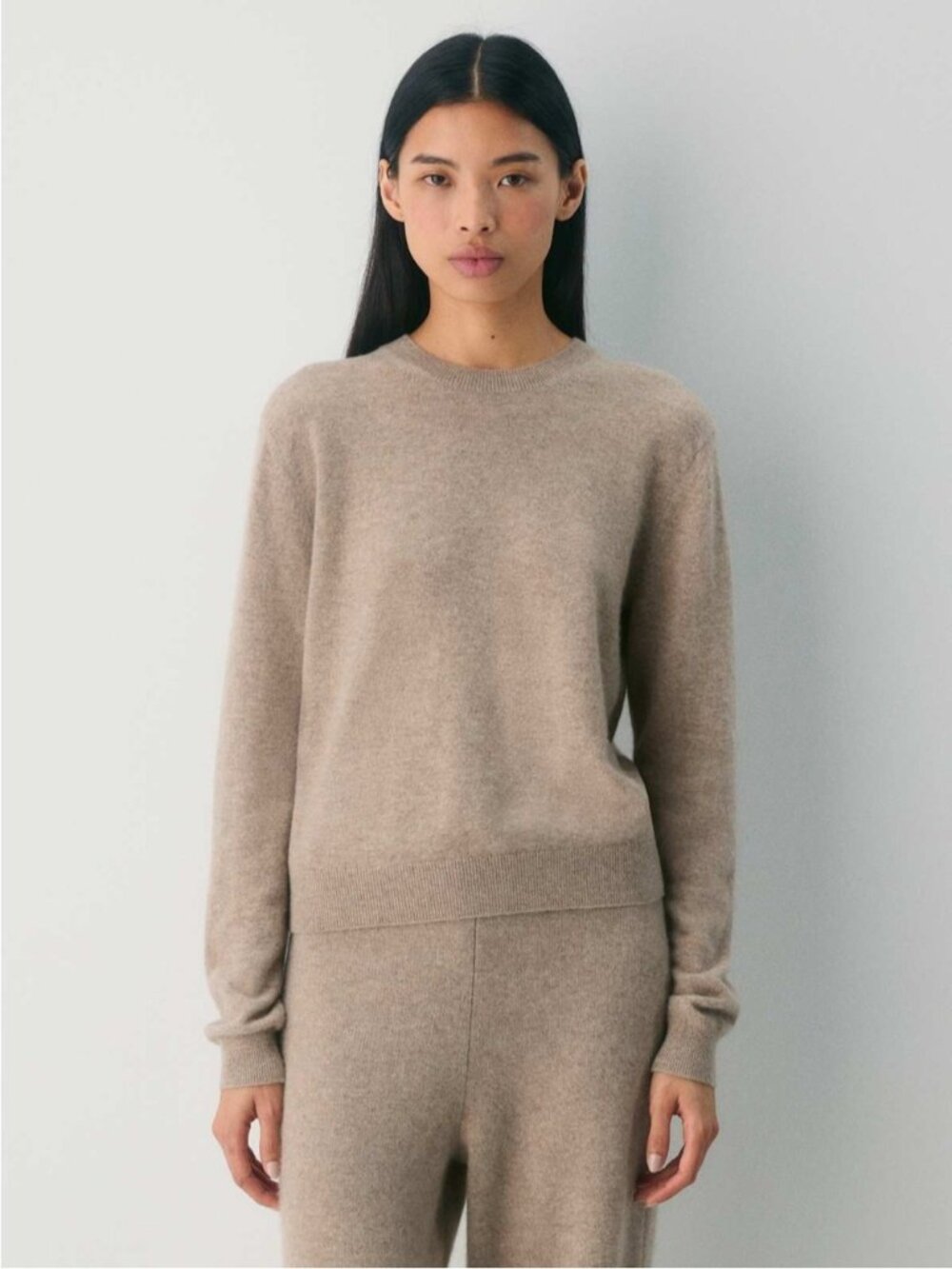 Aritzia Bare Cashmere Sweater Size Small In Undyed Hthr Nmd Taupe Crew Neck